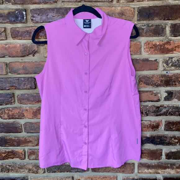 White Sierra Violet Purple Gobi Desert Sleeveless Button Up Shirt Size Medium - Picture 1 of 6